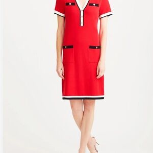 Etcetera Vibrant Red Dress with Classic Trim